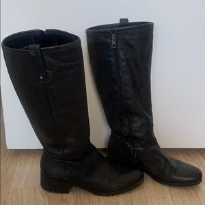 Leather, calf high boots